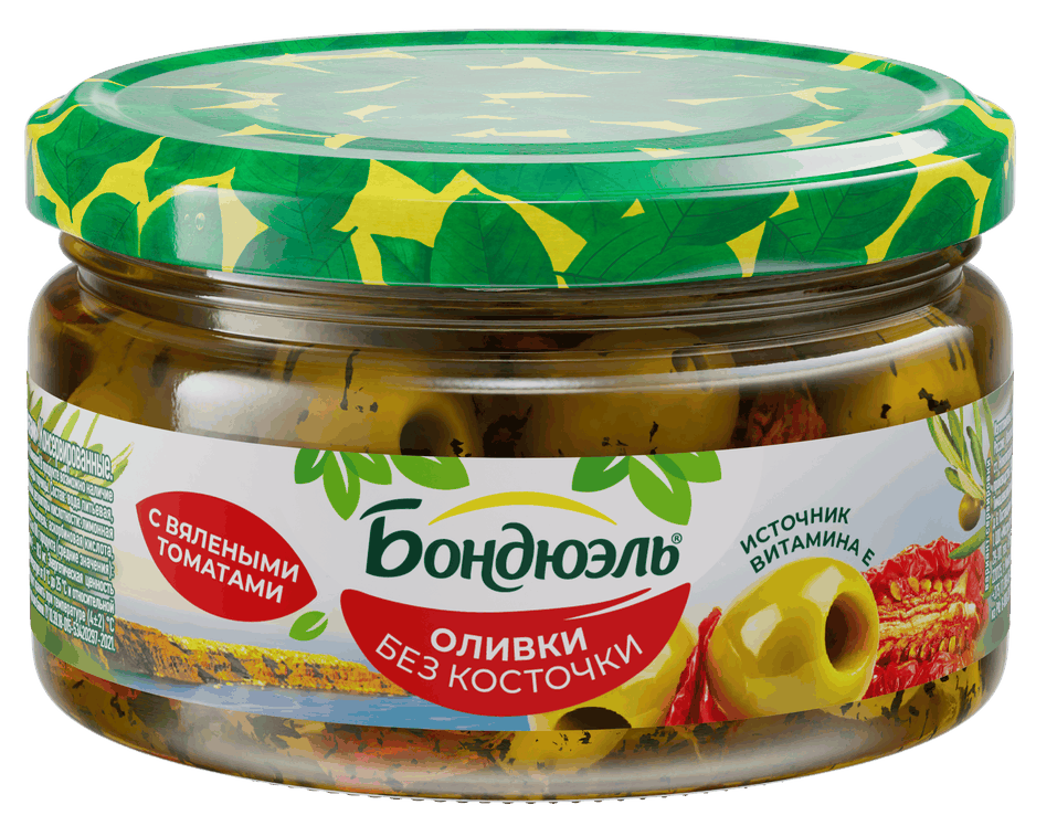 Оливки Бондюэль с вялеными томатами без косточки, 250мл