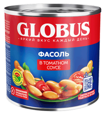 Фасоль Globus белая в томатном соусе, 425мл