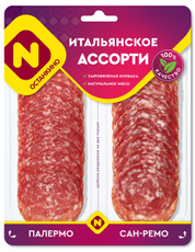 Ассорти колбас Останкино Палермо и Сан Ремо сыровяленое нарезка, 90г