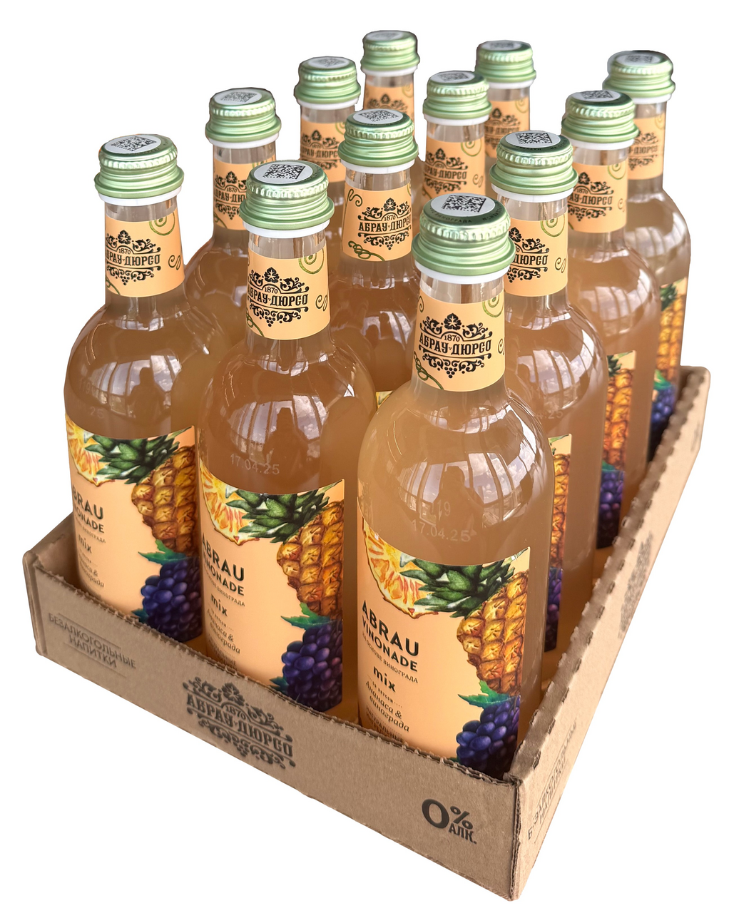 Изображение товара Газированный напиток Абрау Дюрсо Vinonade ананас и виноград 375мл, 12 шт
