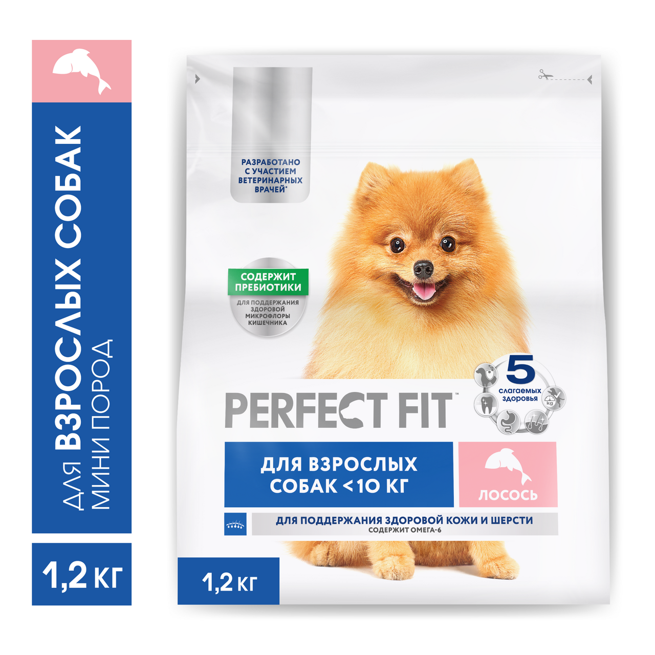 Изображение товара Корм сухой Perfect Fit для взрослых собак мелких пород лосось, 1.2кг