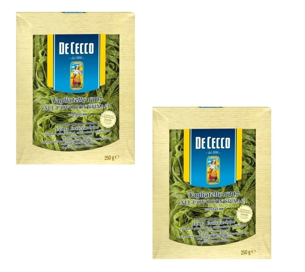 Изображение товара Макароны гнезда De Cecco Tagliatelle №107 шпинатные (250г x 2 шт), 500г