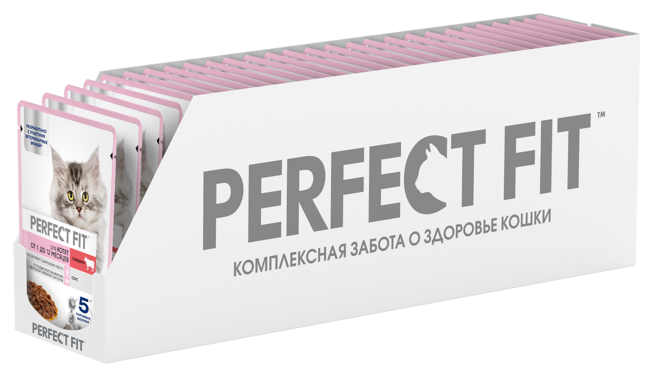 Изображение товара Корм влажный Perfect Fit для котят говядина, 75г x 28 шт