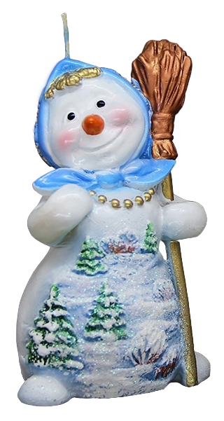 Свеча Снеговик с метлой