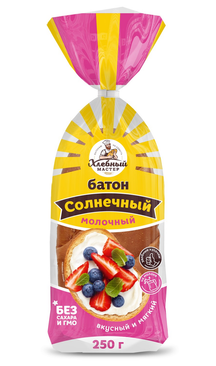 Батон Хлебный мастер Молочный нарезка, 250г