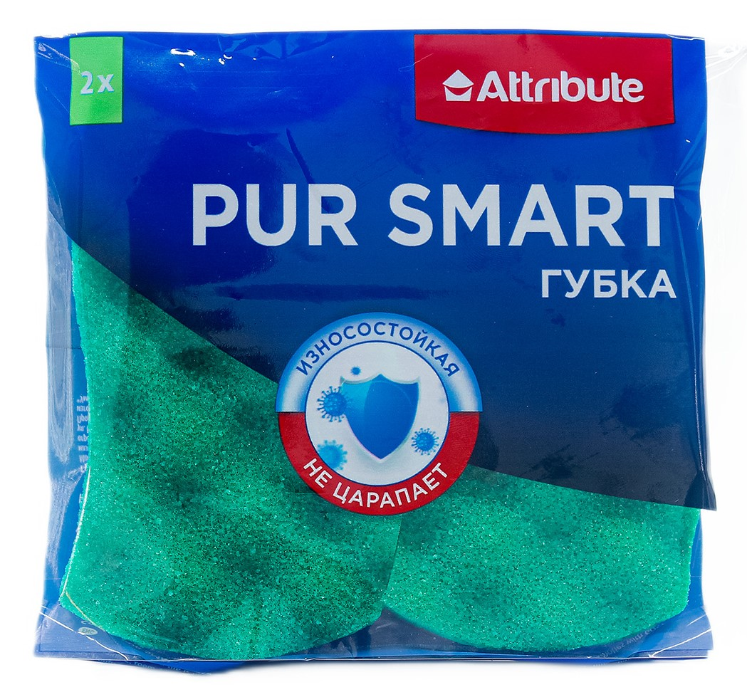 Губка для посуды Attribute Pur Smart 11 х 6см, 2шт