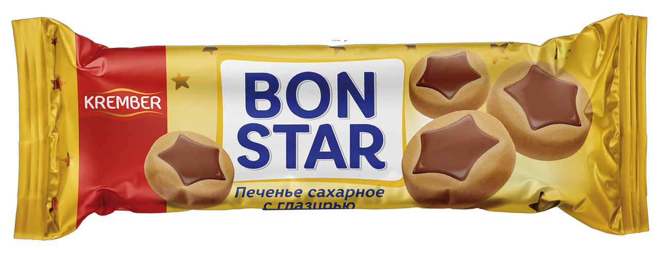 Печенье сахарное Bon Star Krember с глазурью, 90г