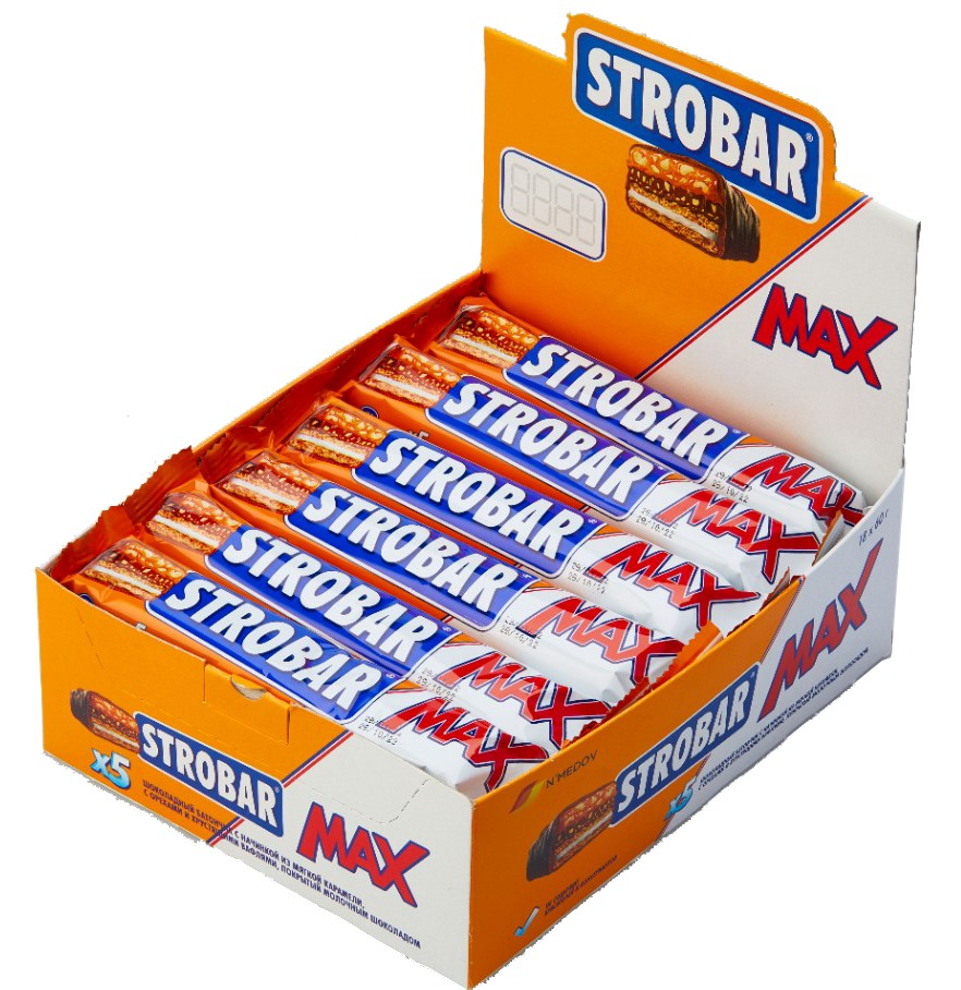 Батончик шоколадный Strobar с орехами, 60г х 18 шт