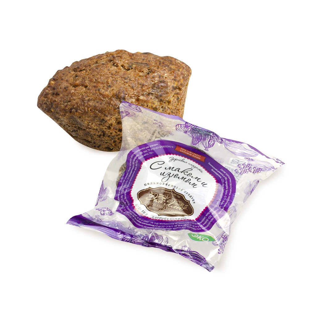 Сладости Экохлеб из пророщенной пшеницы с маком и изюмом, 100г