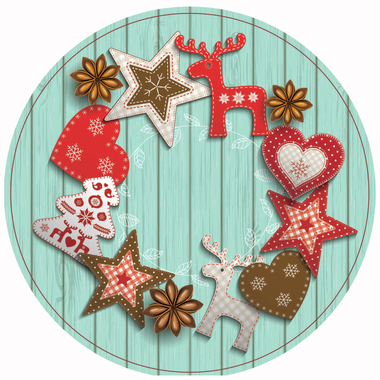 Изображение товара Подставка под горячее Kukina Raffinata Новый год круглая деревянная 18 см