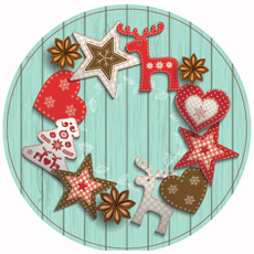 Подставка под горячее Kukina Raffinata Новый год круглая деревянная, 18см