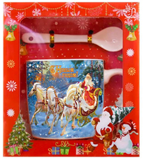 Подарочный набор Kukina Raffinata Новый год Кружка с ложкой фарфор, 370мл