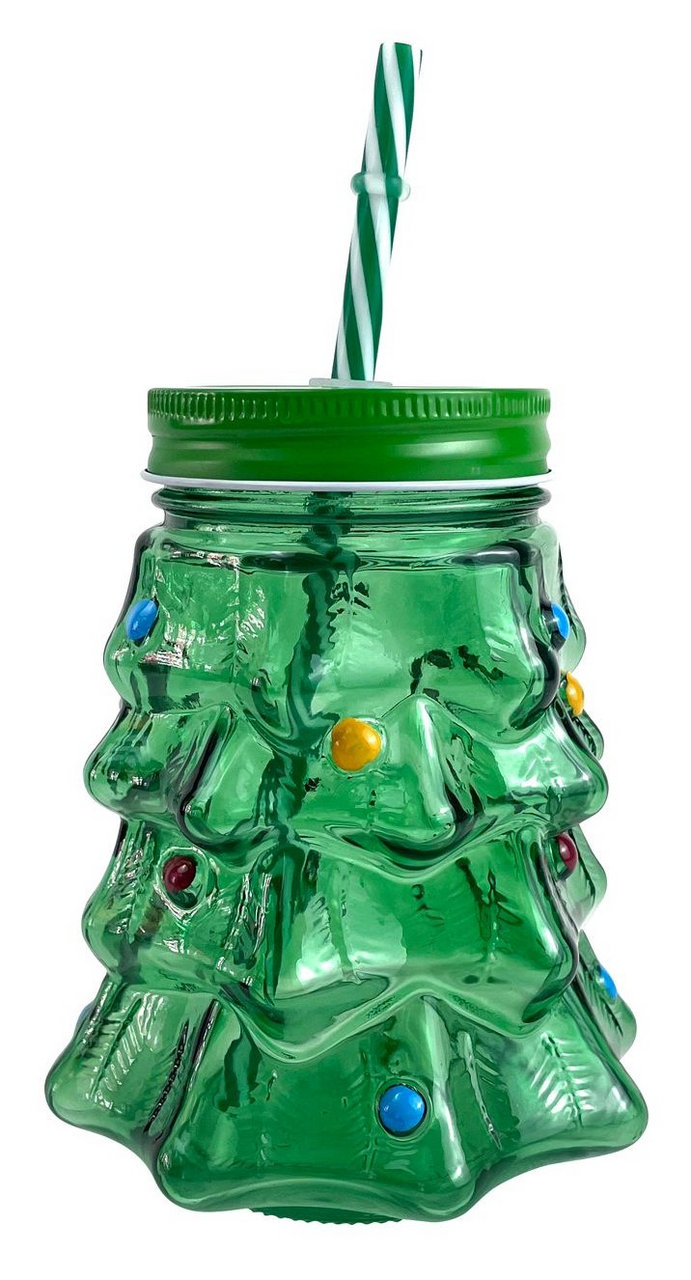 Изображение товара Банка для напитков Kukina Raffinata Елочка с трубочкой 450мл стильная