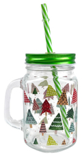 Банка для напитков Kukina Raffinata Новый год с трубочкой, 450мл