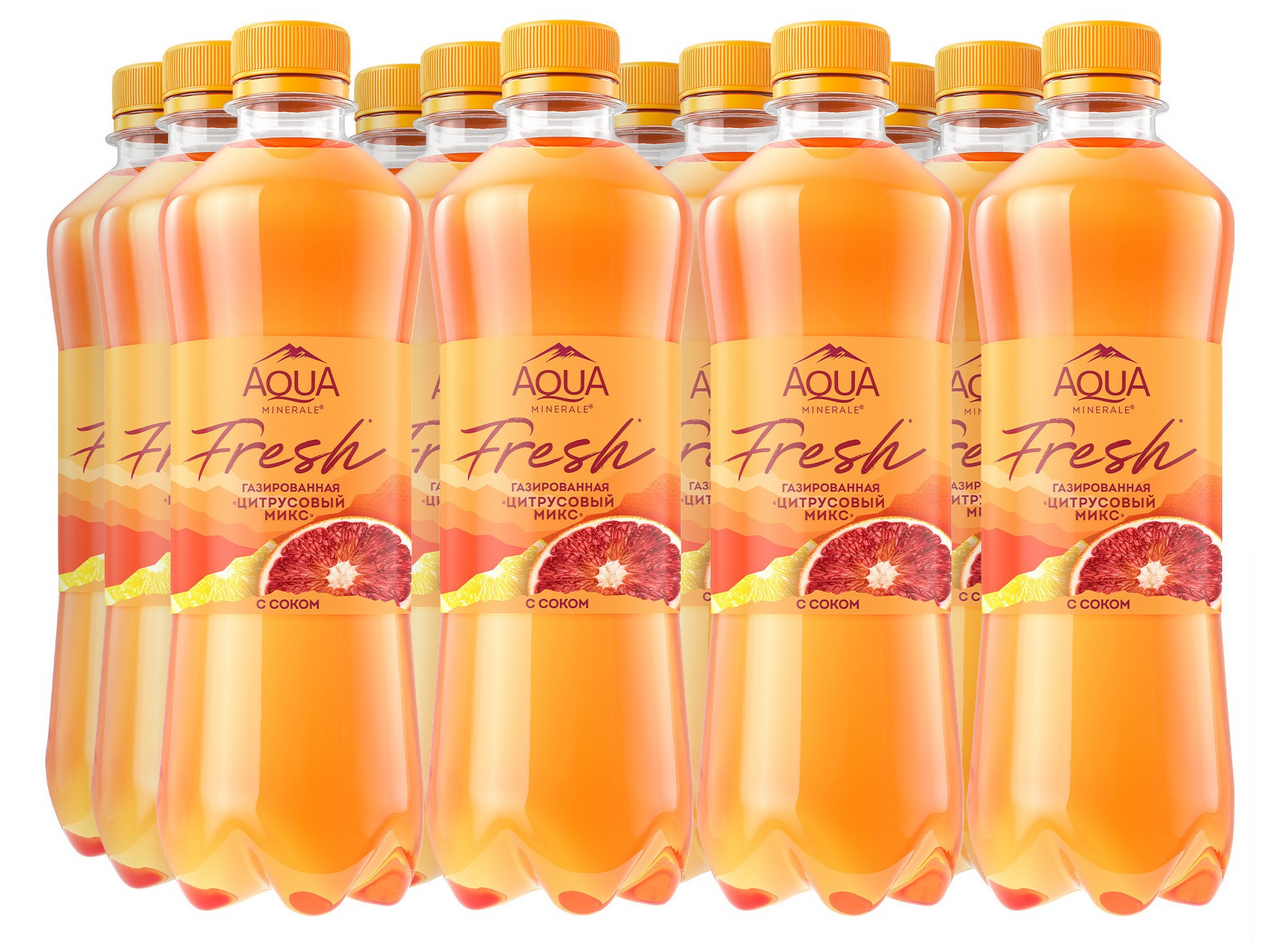 Изображение товара Вода Aqua Minerale Fresh Цитрусовый микс со вкусом красного апельсина и грейпфрута, 500мл х 12 шт