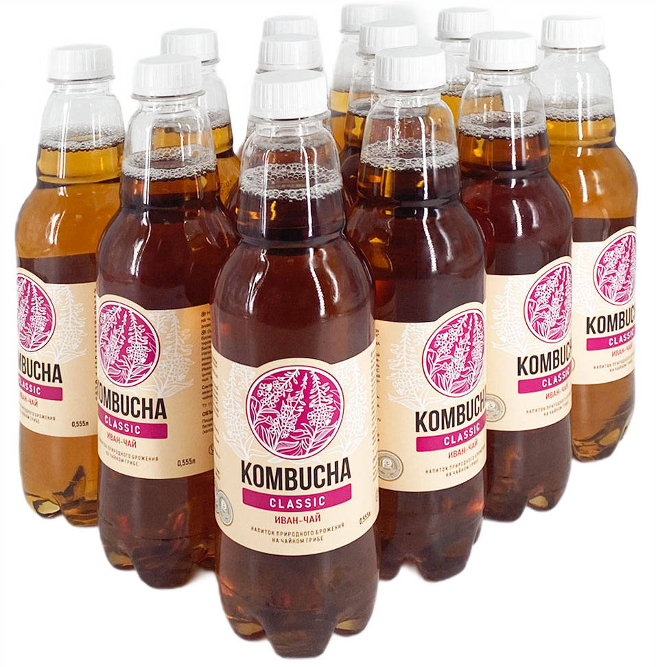 Напиток на чайном грибе Комбуча Absolute Nature Classic с иван-чаем, 555мл х 12 шт