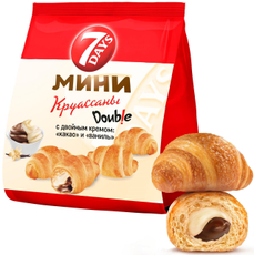 Мини-круассаны 7 Days Double c двойным кремом какао и ваниль, 265г