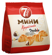 Мини-круассаны 7 Days Double c двойным кремом какао и ваниль, 265г
