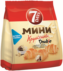 Мини-круассаны 7 Days Double c двойным кремом какао и ваниль, 105г