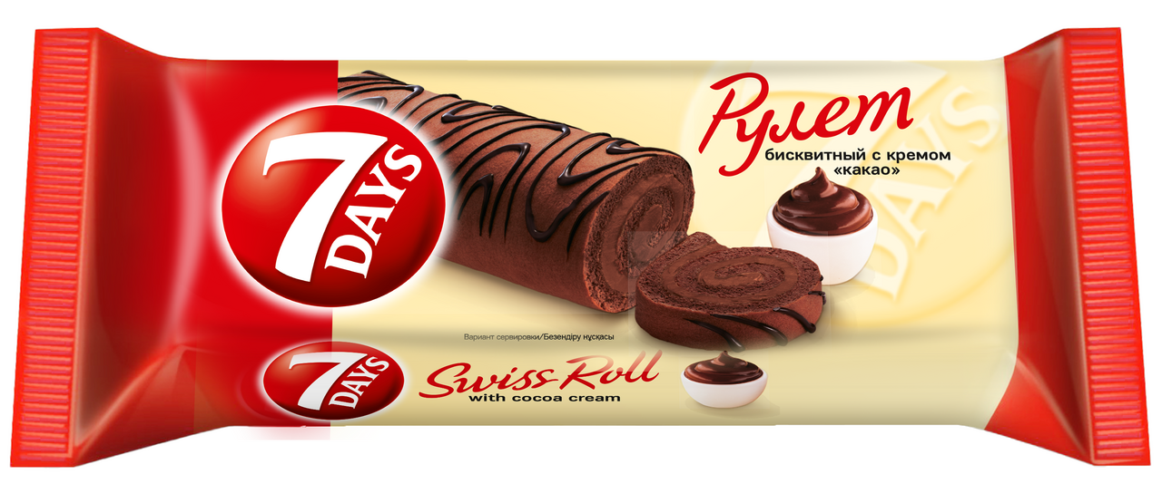 Рулет бисквитный 7 Days с кремом какао, 200г