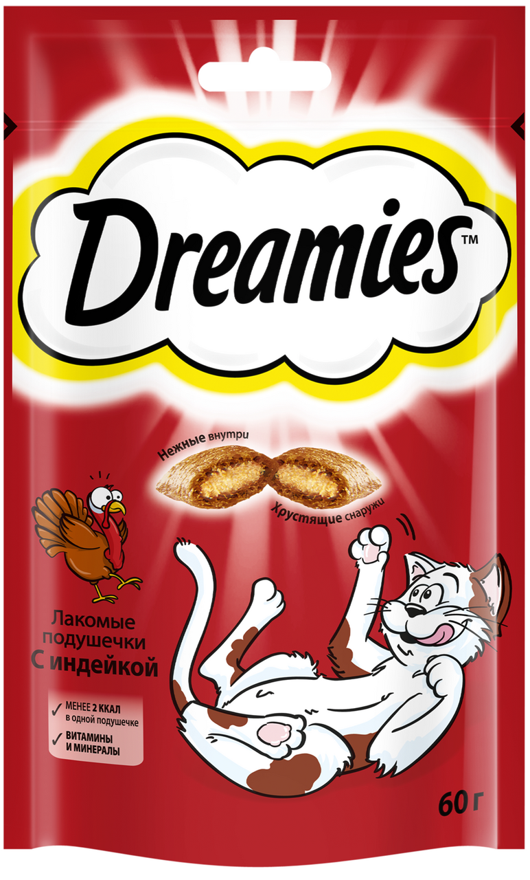 Изображение товара Лакомство Dreamies для взрослых кошек с индейкой, 60г