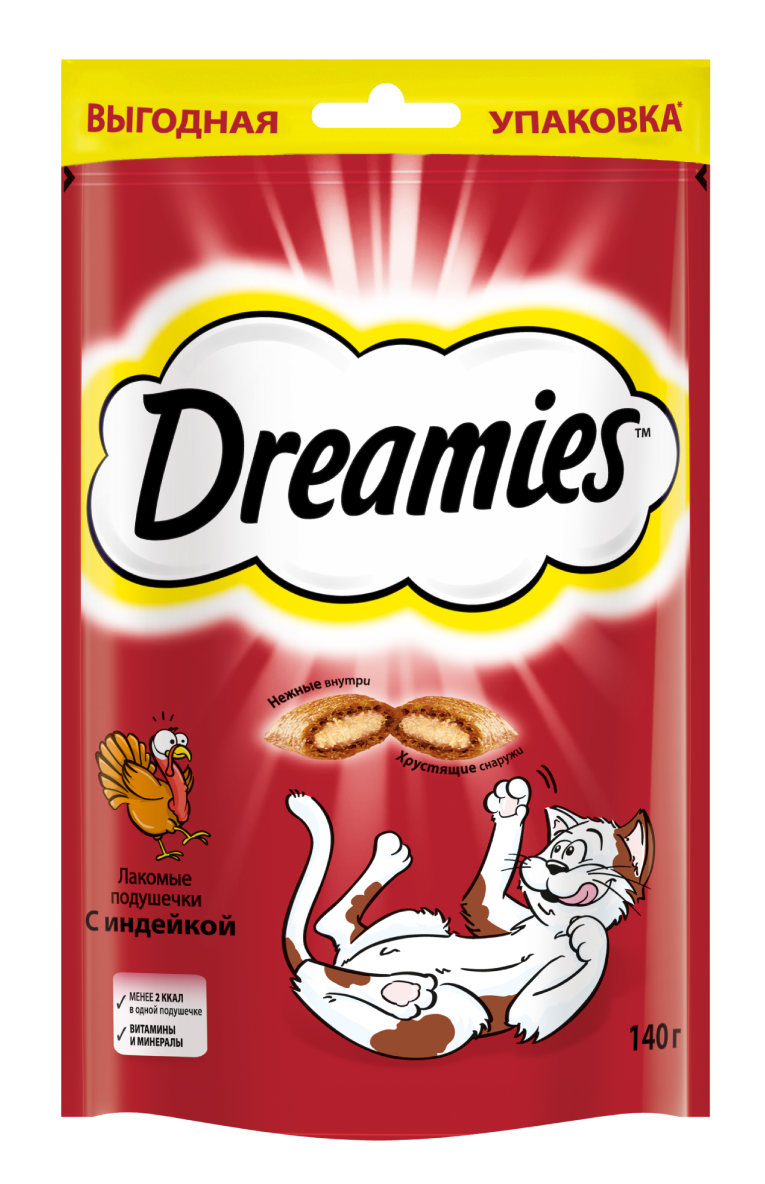 Изображение товара Лакомство Dreamies для взрослых кошек с индейкой, 140г