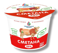 Сметана Чебаркульское молоко ГОСТ 25%, 320г