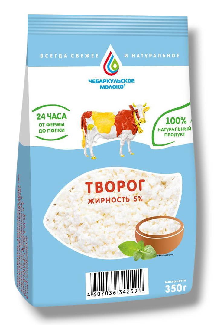 Творог Чебаркульское молоко ГОСТ 5%, 350г