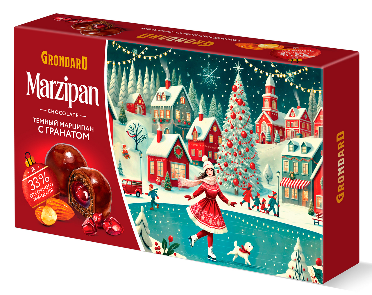 Конфеты Grondard Темный марципан с гранатовой начинкой, 126г