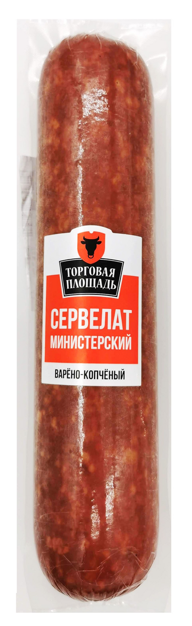 Колбаса Торговая площадь сервелат Министерский варено-копченый, ~600г
