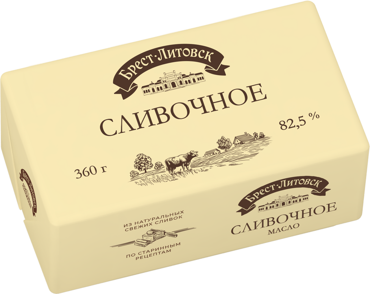 Масло сливочное Брест-Литовск сладко-сливочное 82.5%, 360г