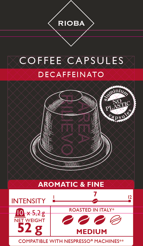 Изображение товара RIOBA Кофе в капсулах Decaff без кофеина для кофемашин Nespresso 10шт, 52г