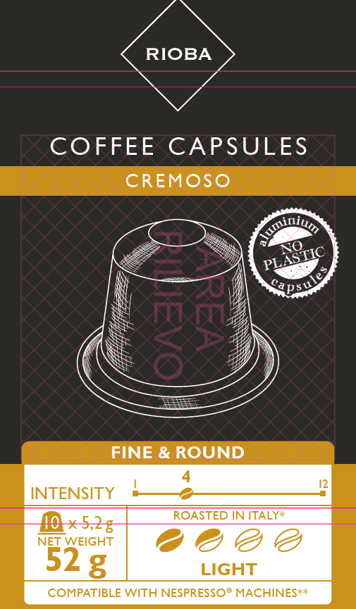 Изображение товара RIOBA Кофе в капсулах Cremoso для кофемашин Nespresso 10шт, 52г