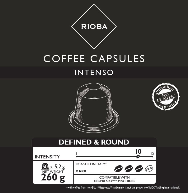 RIOBA Кофе в капсулах Intenso для кофемашин Nespresso 50шт, 260г