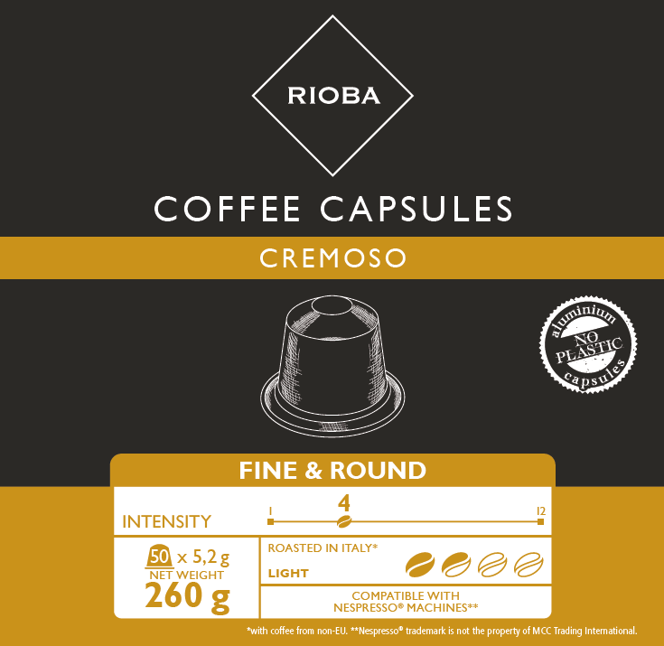 RIOBA Кофе в капсулах Cremoso для кофемашин Nespresso 50шт, 260г