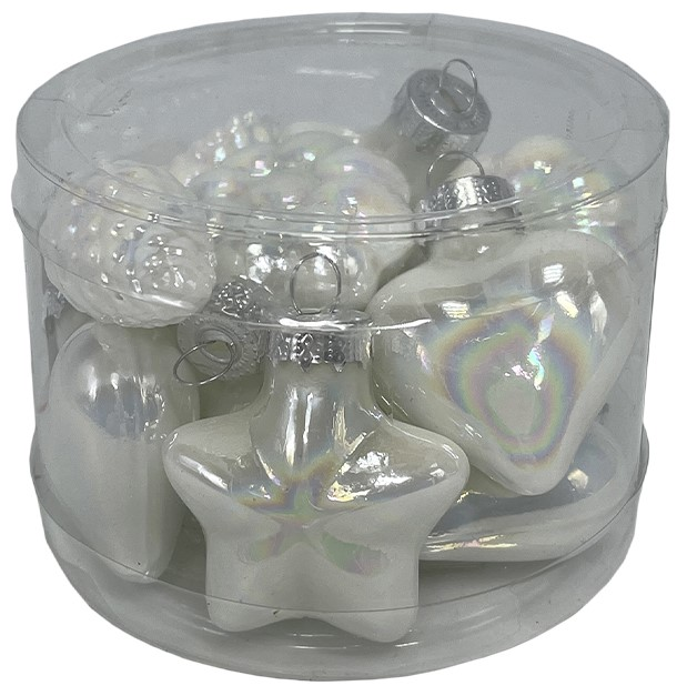 Набор елочных украшений Christmasdeluxe Шишка, звезда, сердце и цветок белый 4см, 12шт