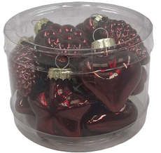 Набор елочных украшений Christmasdeluxe Шишка, звезда, сердце и цветок бордовый 4см, 12шт