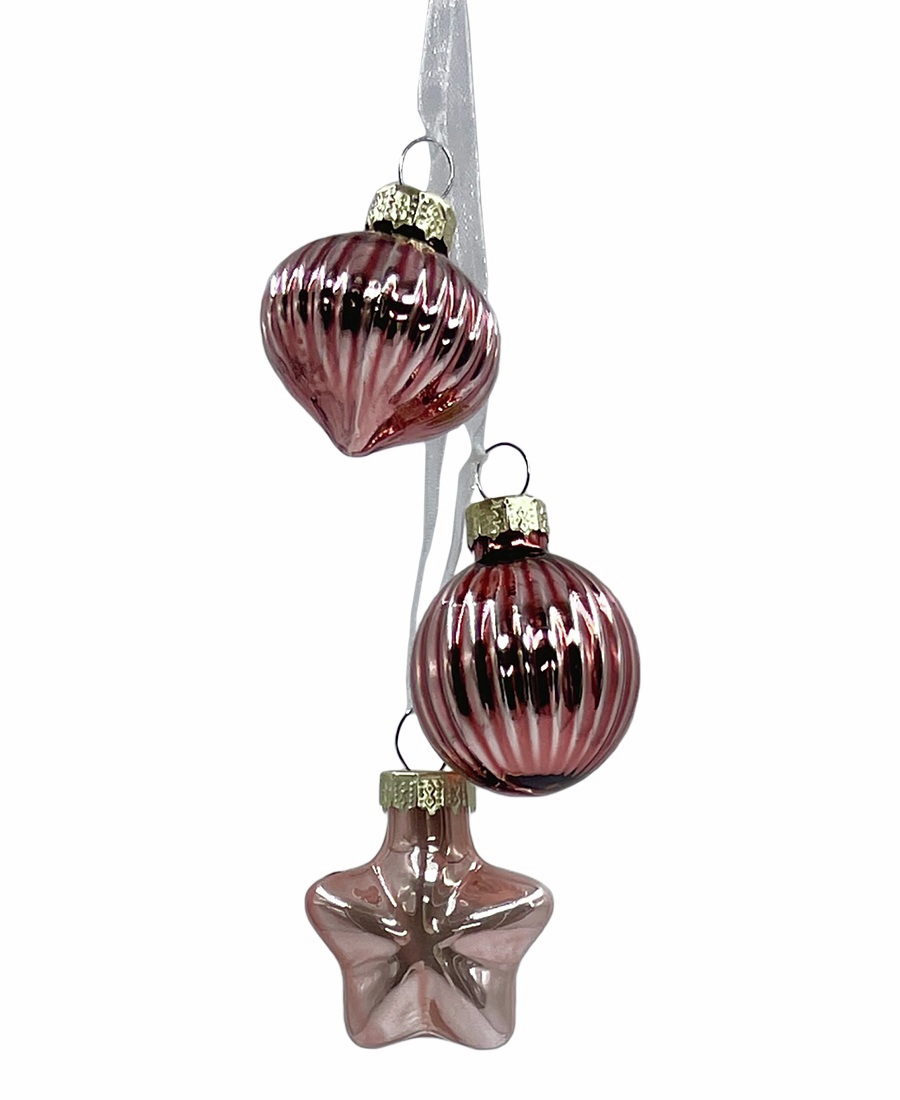 Связка елочных украшений Christmasdeluxe шар, луковка и звезда прованс 3см, 3шт