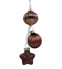 Связка елочных украшений Christmasdeluxe шар, луковка и звезда коричневая 3см, 3шт