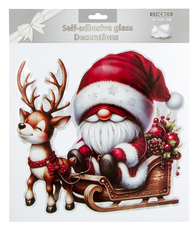 Новогодняя интерьерная наклейка Санта с оленем, размер 30.5 x 30.5см