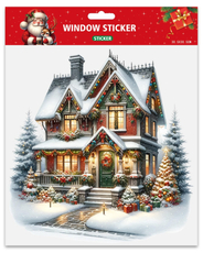 Новогодняя интерьерная наклейка Зимний дом, размер 30.5 x 30.5см