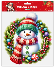 Новогодняя интерьерная наклейка Снеговик, размер 30.5 x 30.5см