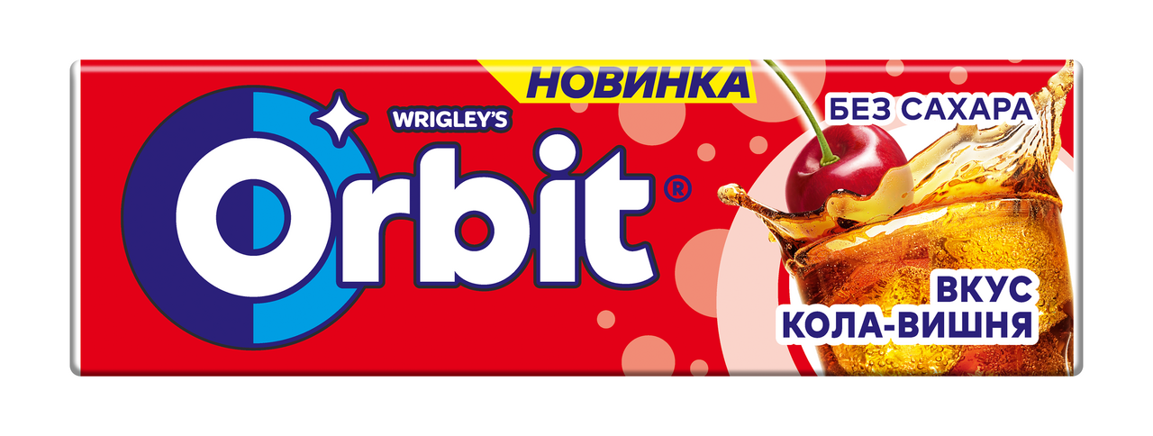 Жевательная резинка Orbit кола и вишня без сахара, 13.6г