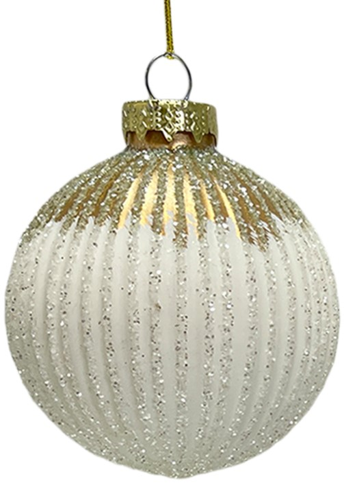 Шар елочный Christmasdeluxe ребристый черный и белый, 7см