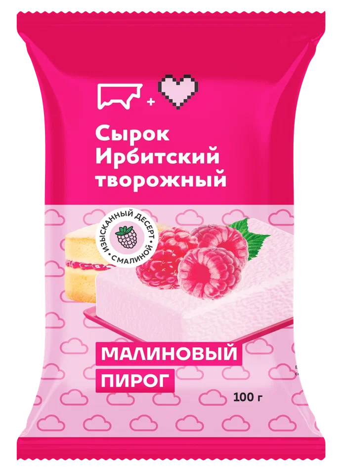 Сырок творожный Ирбитское с наполнителем малиновый пирог 7%, 100г