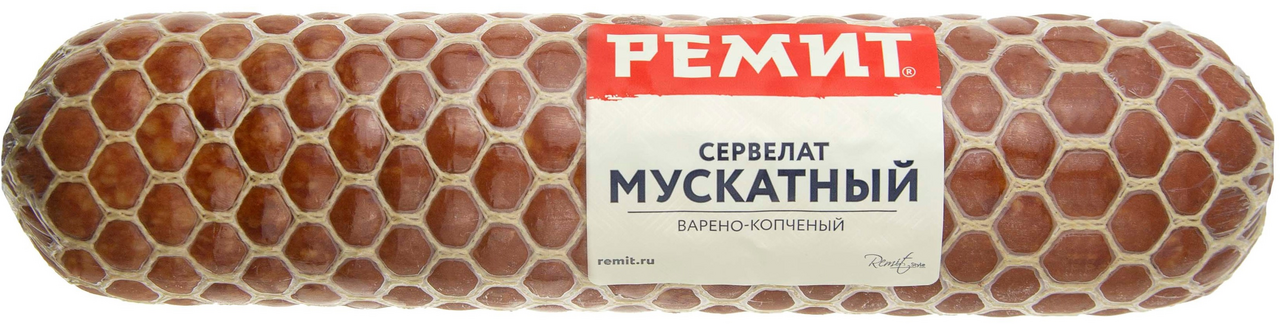 Колбаса Ремит Сервелат мускатный варено-копченая, ~400г