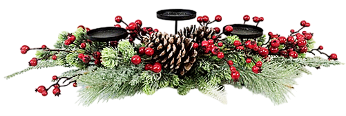 Подсвечник с ветками, шишками и ягодами, 75 x 25 x 20см