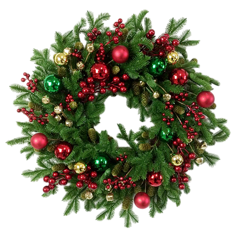 Венок новогодний с ягодами зеленый, 60 x 60 x 15см