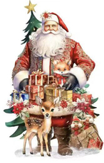 Наклейка самоклеящаяся Дед Мороз с елкой, 25 x 33см