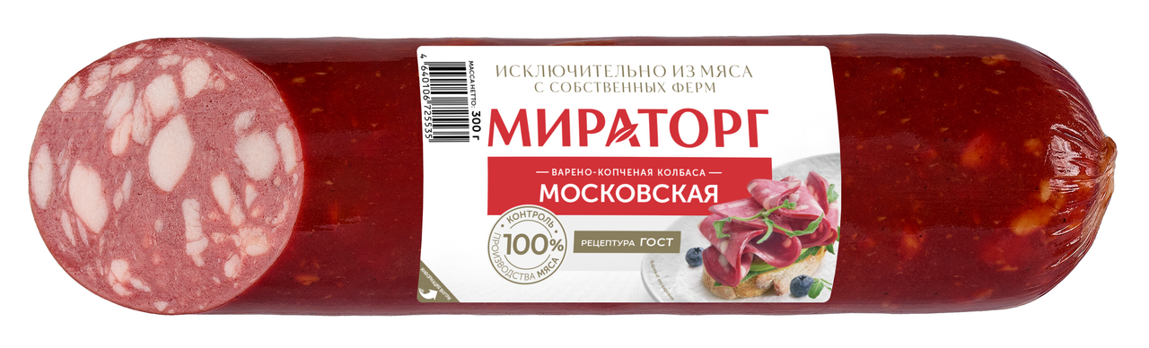 Колбаса Мираторг Московская варено-копченая, 300г
